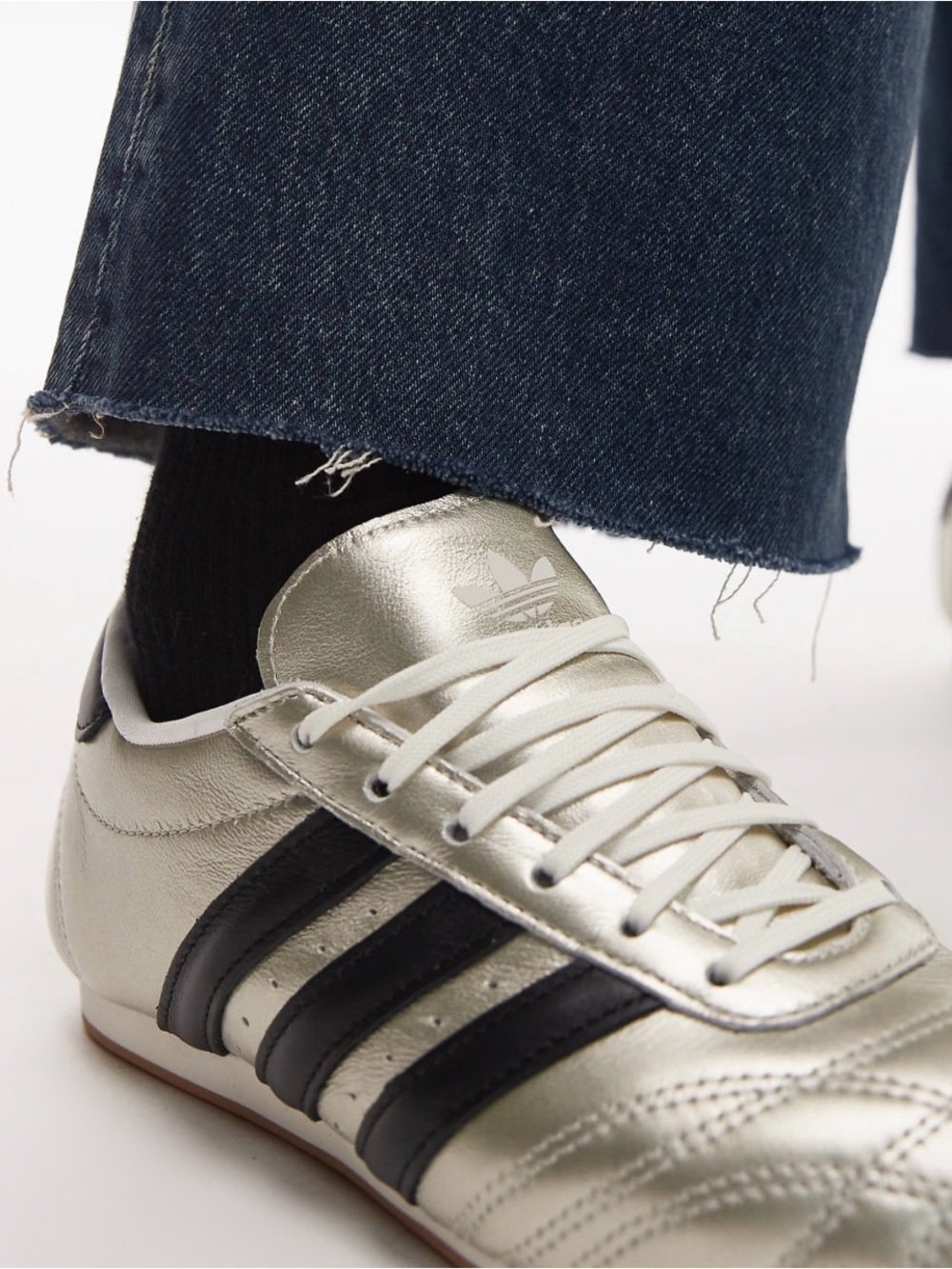 adidas Men’s Metallic Silver Sneakers with Black Stripes